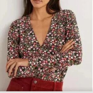 Boden Printed V-Neck Top Women's Size 8